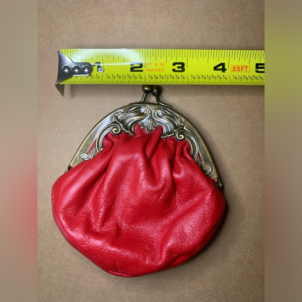 Vintage Red Leather Coin Purse